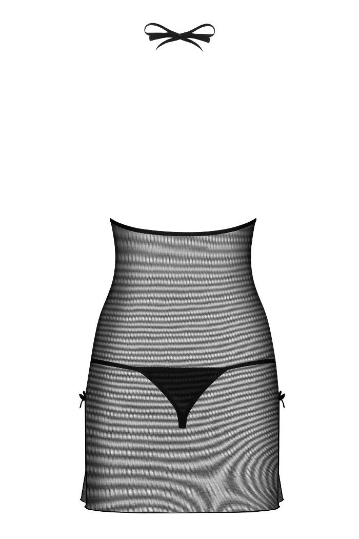 Beautiful lingerie that gives lots of pleasure? It’s just Bi... Obsessive - Bisquitta Chemise & Thong - Black - S/M photo-6