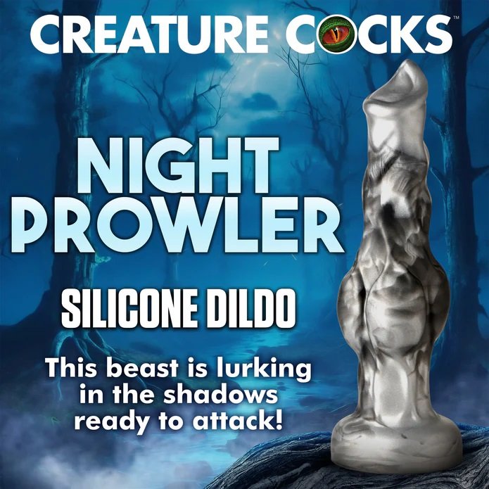 This silver and smoky black rod is iridescent and shines in ... Creature Cocks - Night Prowler Dildo S - Grey photo-3