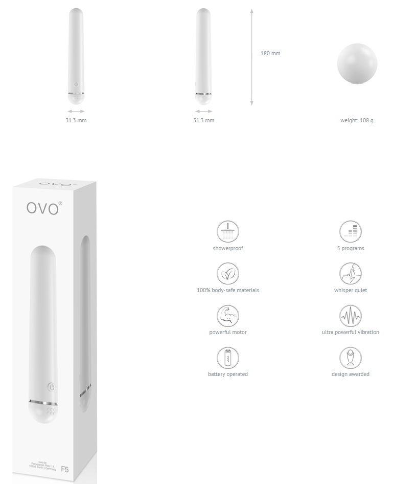 The F5 vibrator is skin-friendly plastic that feels silky sm... Ovo - F5 Vibe - White photo-4