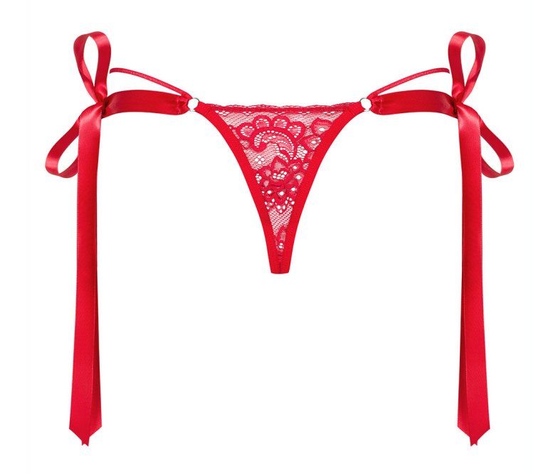 Obsessive - Lovlea Thong w Bows - Red - S/M photo-8