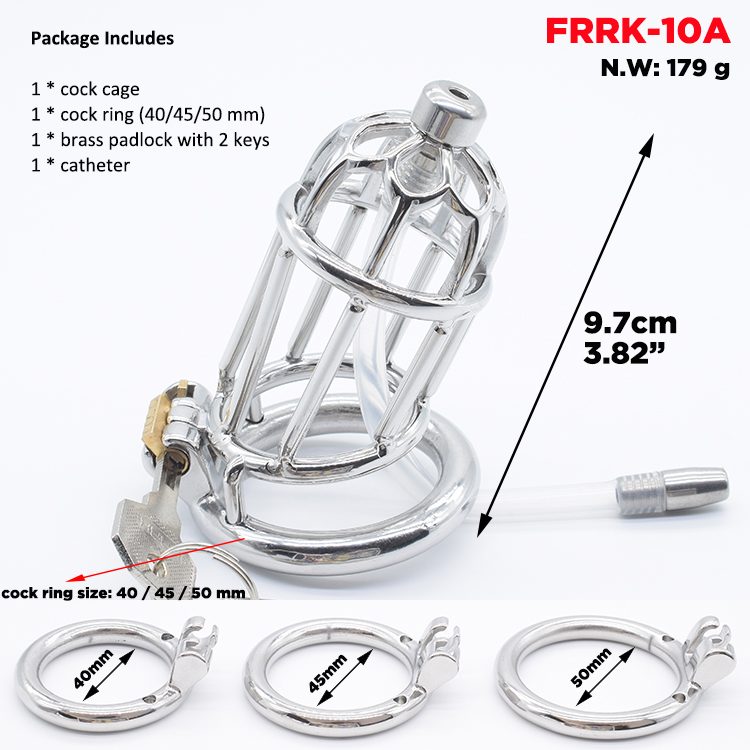 Total high: 75mm &n... FAAK - Chastity Cage 10 Long w Catheter 45mm - Silver photo-13