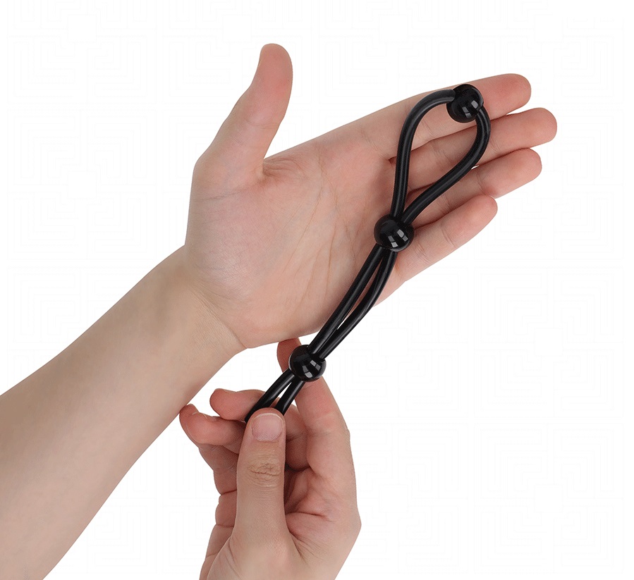 The Addicted Toys Triple Loop Silicone Penis Rope is an acce... Addicted Toys - Triple Lasso Cock Ring - Black photo-2