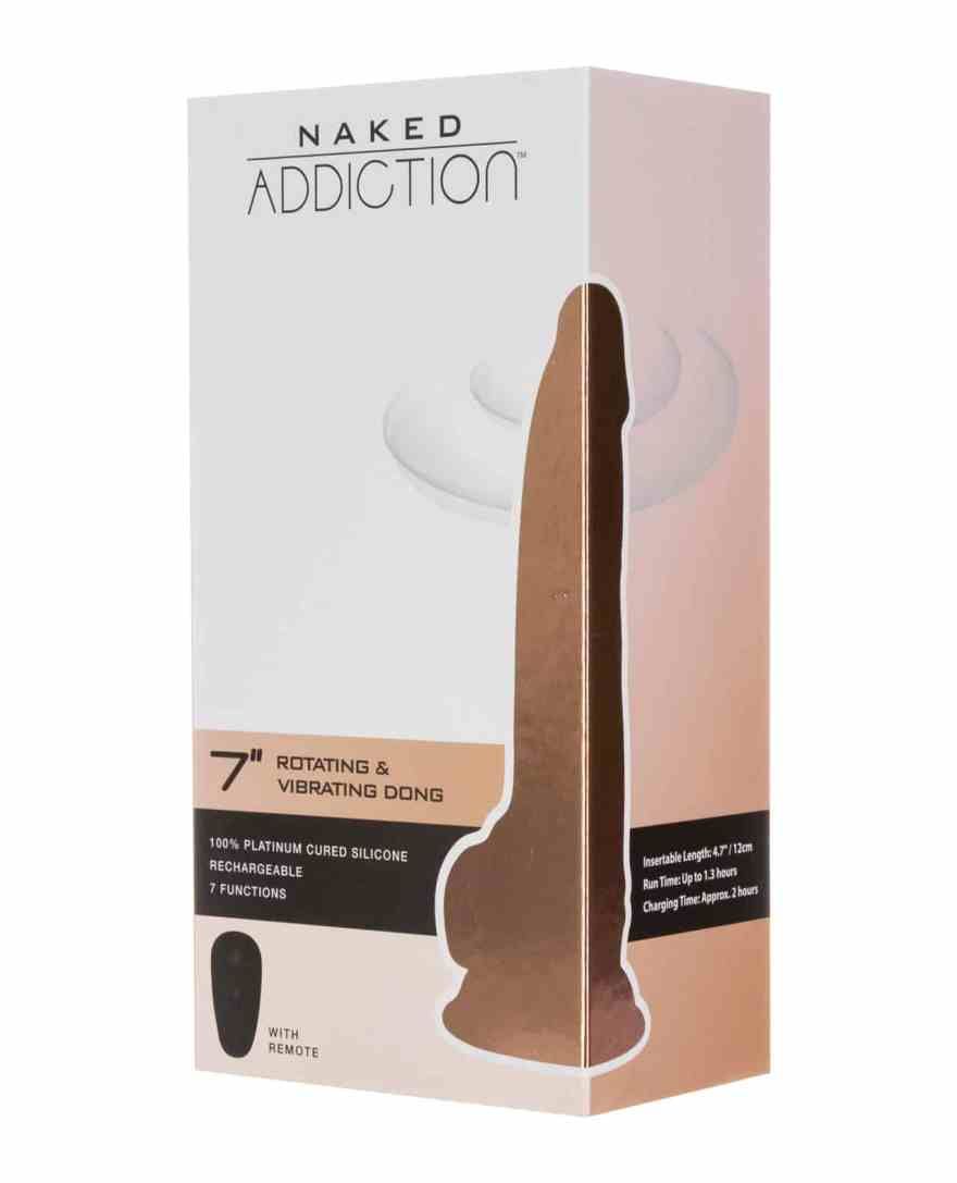 Naked Addiction - 7'' Rotating & Vibrating Dong w/Remote - Flesh photo-5