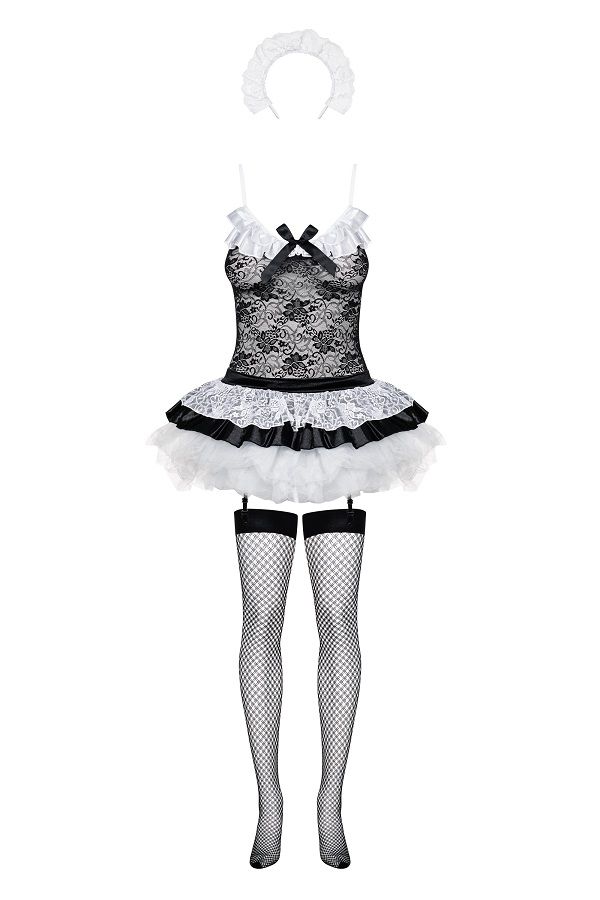Tempting, 5pcs French maid costume!
white satin ruffles and... Obsessive - Housemaid 5 pcs costume - L/XL photo-11