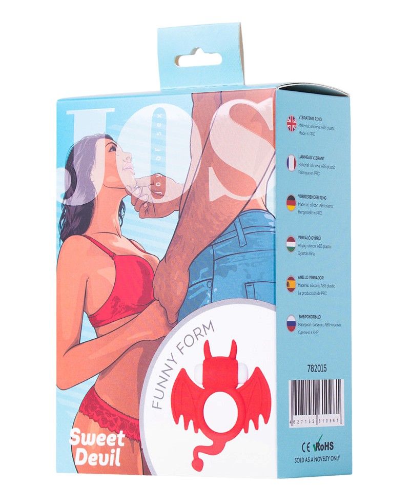 The bizarre shape of the toy will not confuse even a beginne... JOS - Sweet Devil Vibro Ring - Red photo-9