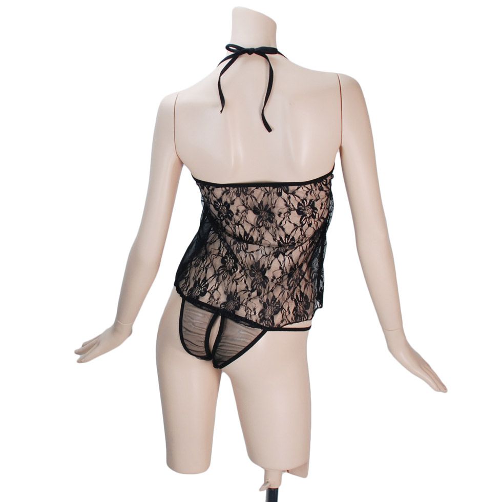 Bust part is race, best part is mesh,
While feeling differen... Costume Garden - GB-90 Vivid Ribbon Babydoll Negligee - Black photo-4