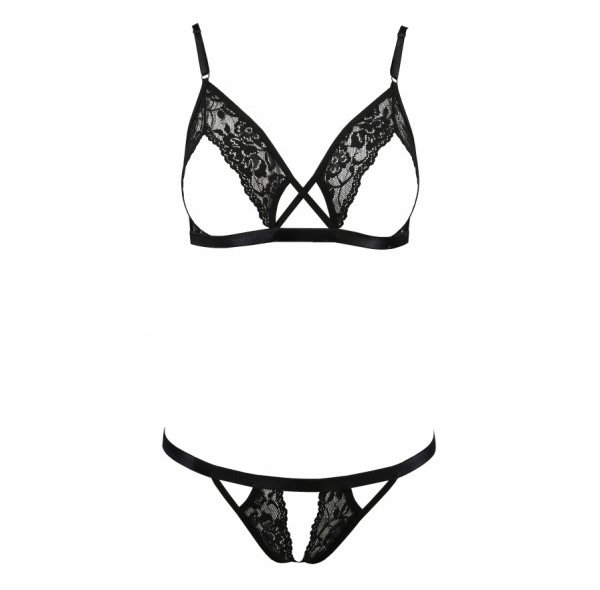 This set is an amazing and incredibly sexy piece of lingerie... Passion - Diabolina Crotchless Set - Black - S/M photo-3