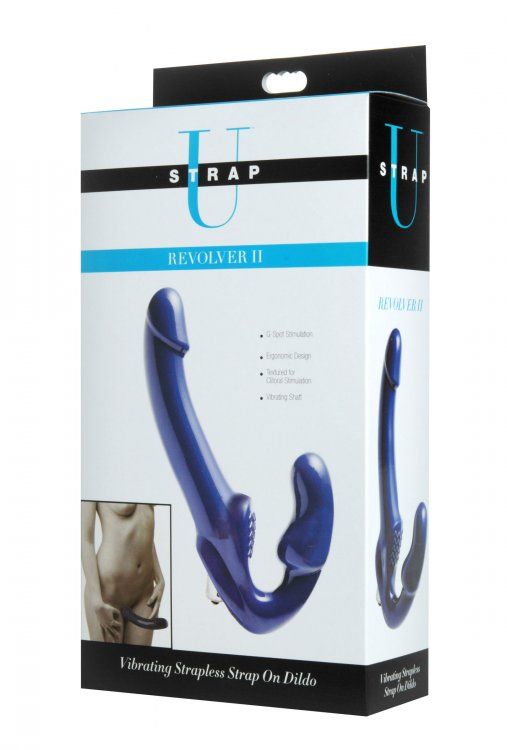 This vibrating strap on dildo is strap-free, so nothing come... Strap U - Revolver Strapless Strap On Dildo - Blue photo-6