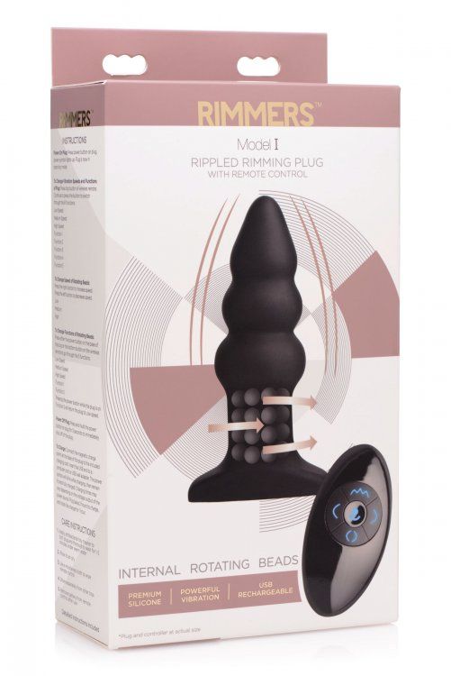 Rimmers - Model i Rippled Rimming Plug with Remote Control - Black photo-5