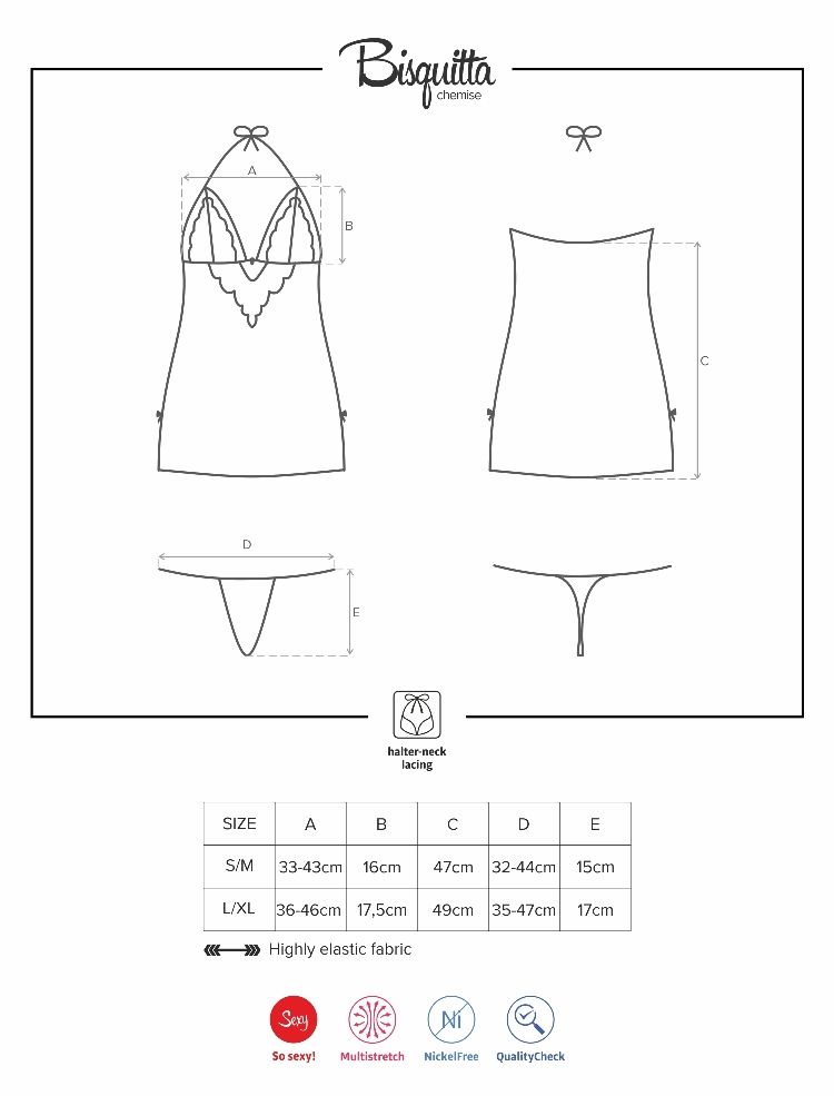 Obsessive -Bisquitta Chemise&Thong - 白色 - L / XL Obsessive -Bisquitta Chemise&Thong - 白色 - L / XL 照片-7