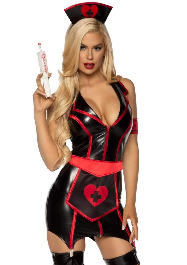 No appointment needed to see this 4 PC Naughty Nurse costume... Leg Avenue - Naughty Nurse Costume 4 pcs - Black - XL photo-3
