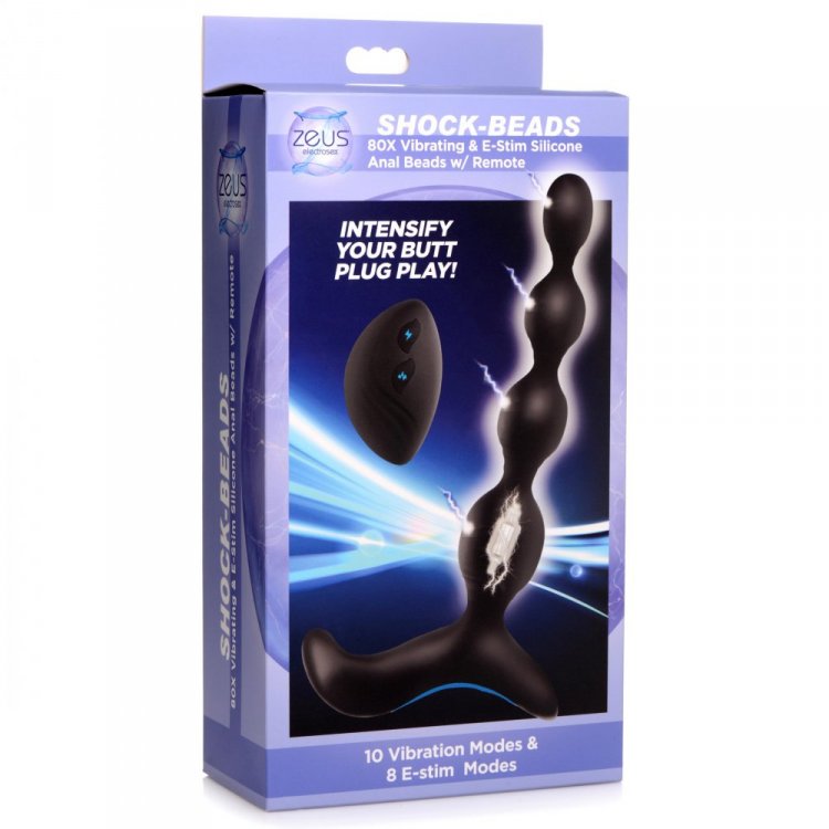 Slip these inside and let them shock and awe you! These anal... Zeus Electrosex - Shock-Beads 80X - Black photo-4