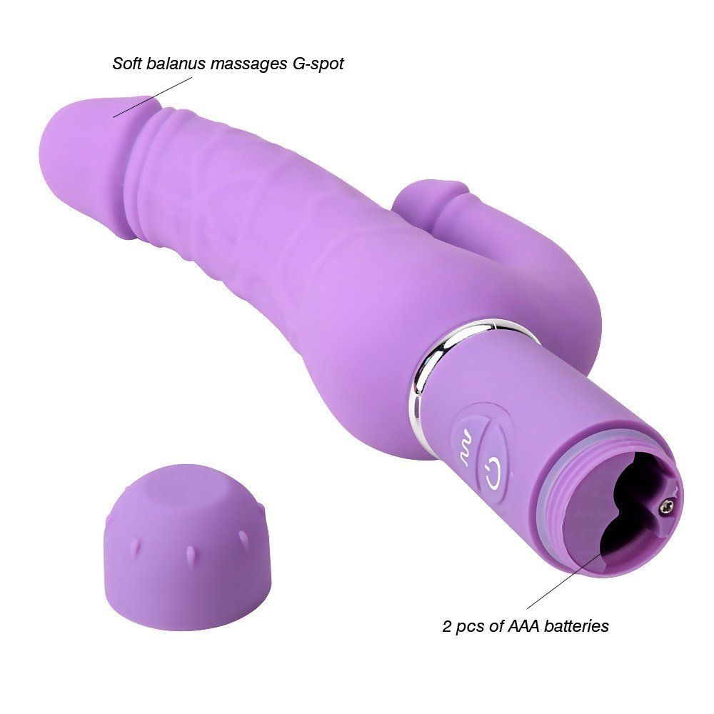 Modern design vibrator for a double penetration. 30 vibratio... Aphrodisia - Levina Double Penis - Purple photo-7