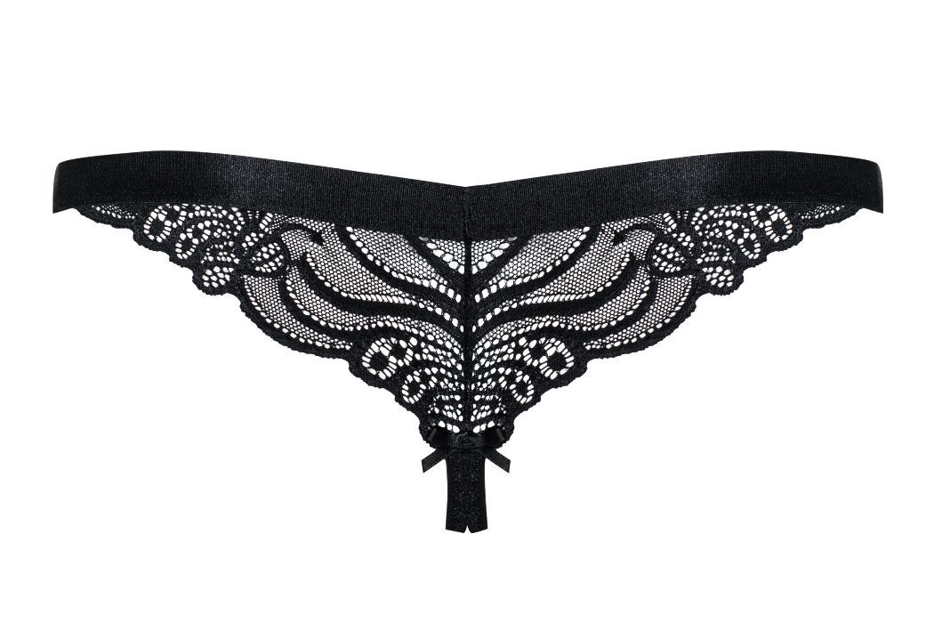 Wanna surprise your lover with something incredibly hot and ... Obsessive - 828-THC-1 Crotchless Thong - Black - L/XL photo-8