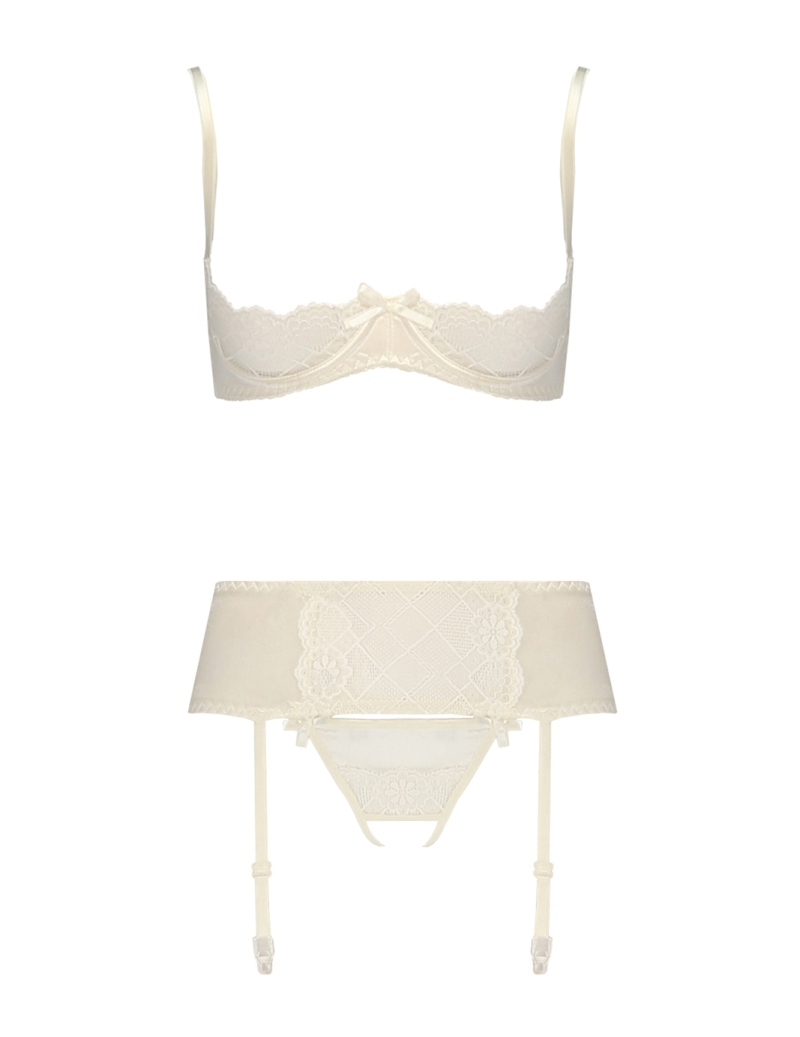 A three-piece set by CASMIR made of elastic satin and delica... Casmir - Aurelia Set - Cream - S/M photo-3
