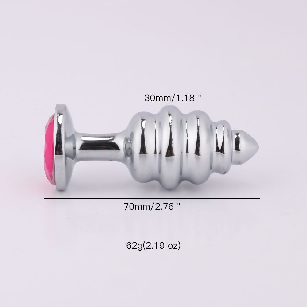 MT - Anal Plug 70x30mm - Silver/Pink photo-5
