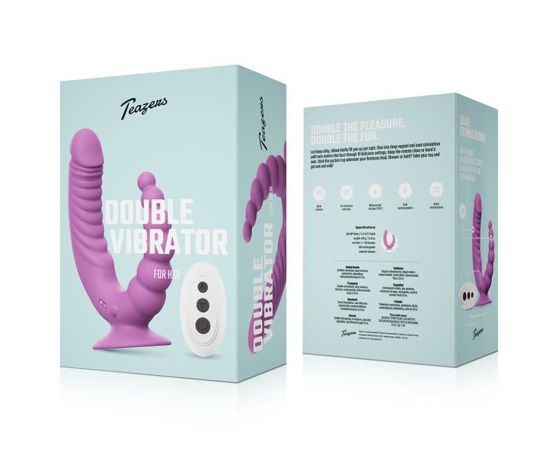 Teazers - Ribbed Double Vibrator - Purple photo-9