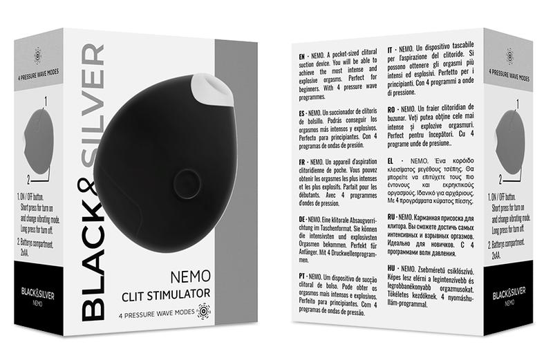 The stylish sucker inspires any woman and is an absolute cha... Black&Silver - Nemo Clit Stimulator - Black photo-5