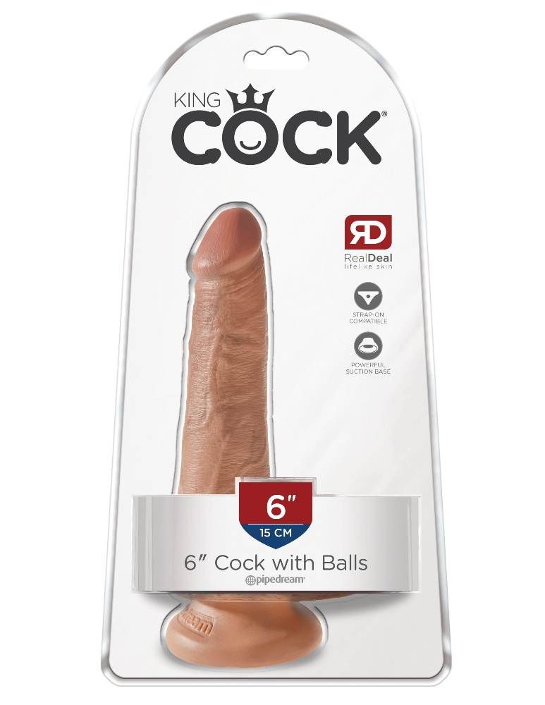 Do you want your first dildo to look and feel just like the ... King Cock - 6″ Cock With Balls - Caramel photo-7