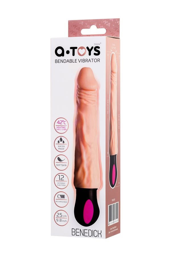 A-Toys Benedick is a flexible vibrator that is able to heat ... A-Toys - Benedick Vibro Dildo 25cm - Flesh photo-11