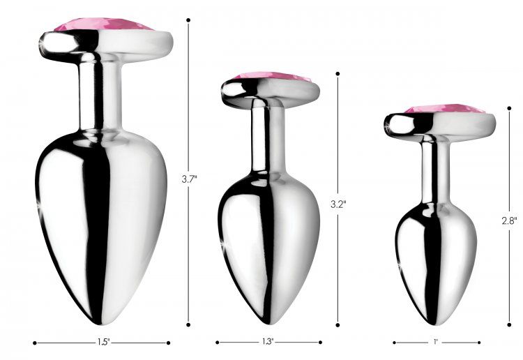 When love is in the air, adorn your derriere! These heart-sh... Booty Sparks - Heart Gem Anal Plug Set 3pc - Pink photo-4