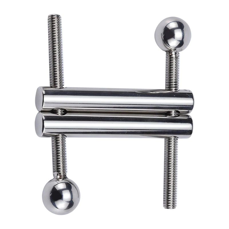 Stainless steel penis bondage lock cock MT - Square Ball Stretcher - Silver photo-6