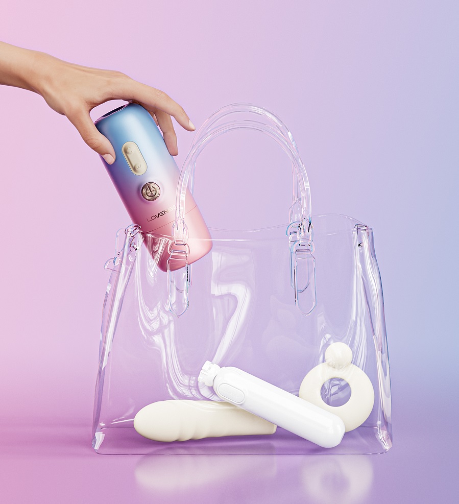 Designed to deliver targeted internal and external stimu... Lovense - Spinel APP Thrusting & Heating Dildo - Blue & Pink photo-14
