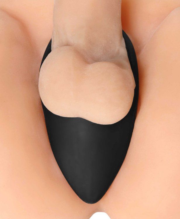 Reward them within the confines of control with this dual pu... Master Series - Taint Teaser Silicone Cock Ring and Taint Stimulator 2" - Black photo-4