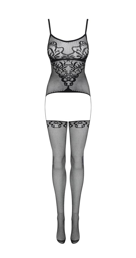 Amazing top, sexy stockings and seductive straps – all in on... Obsessive - Bodystocking F230 - Black - S/M/L photo-7