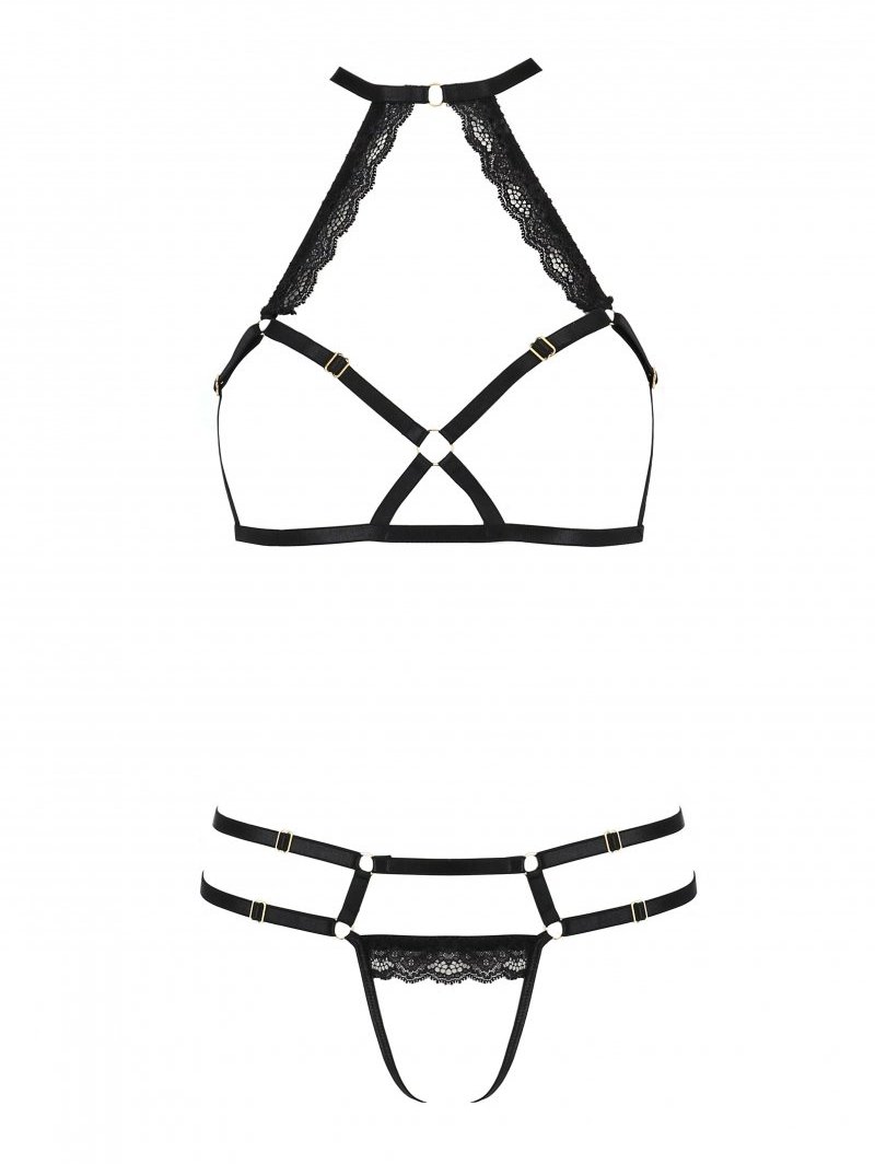 Lorry set consist of an open bra combined with a timeless ch... Passion - Lorry Set - Black - S/M photo-5