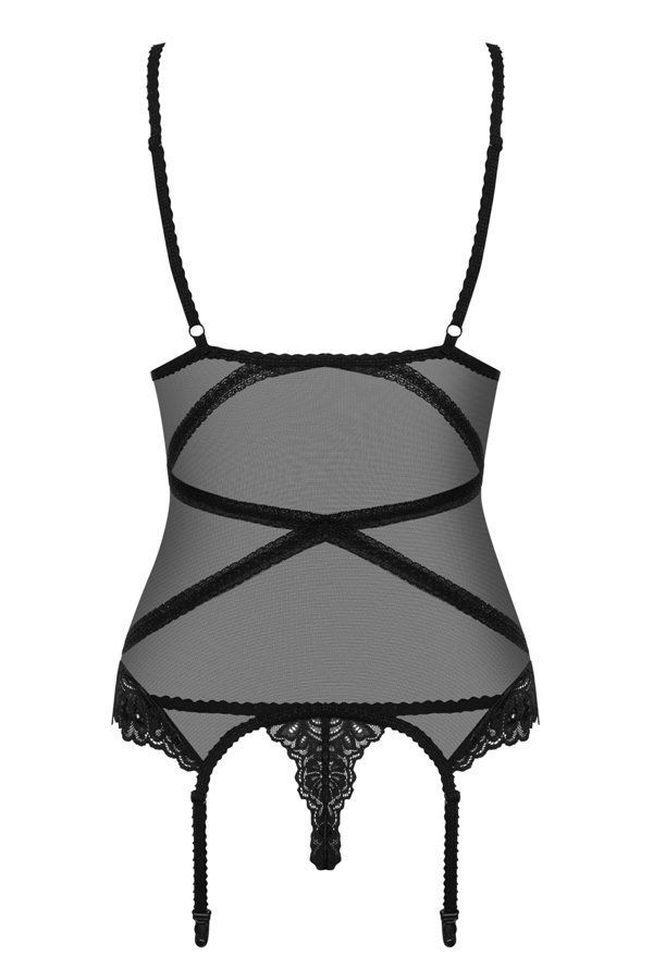 A hot warm-up is ahead of you… Delightful thong, delicate la... Obsessive - Bondea Corset & Thong - Black - S/M photo-8