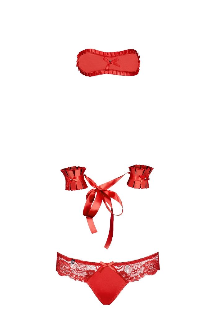 Imagine that your eyes are covered and your hands are tight.... Obsessive - Secred Set 3 pcs - Red - S/M photo-5