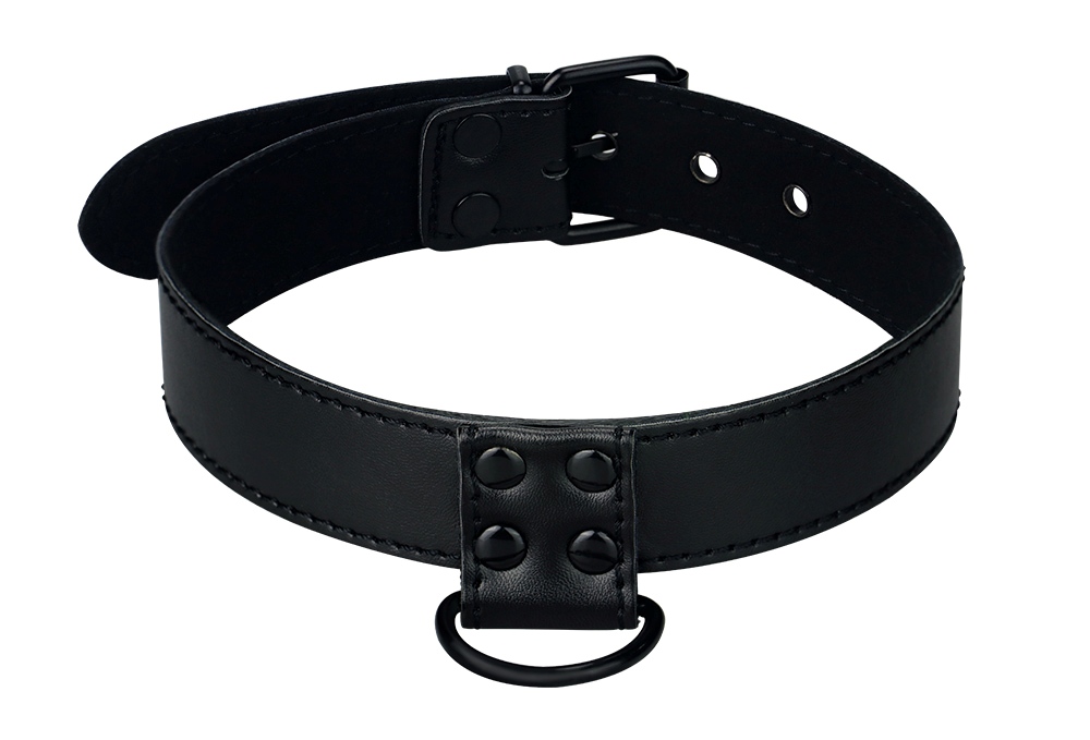 Stylish faux leather collar and lead set for animal-friendly... Lovetoy - Bondage Fetish Collar w Leash - Black photo-2