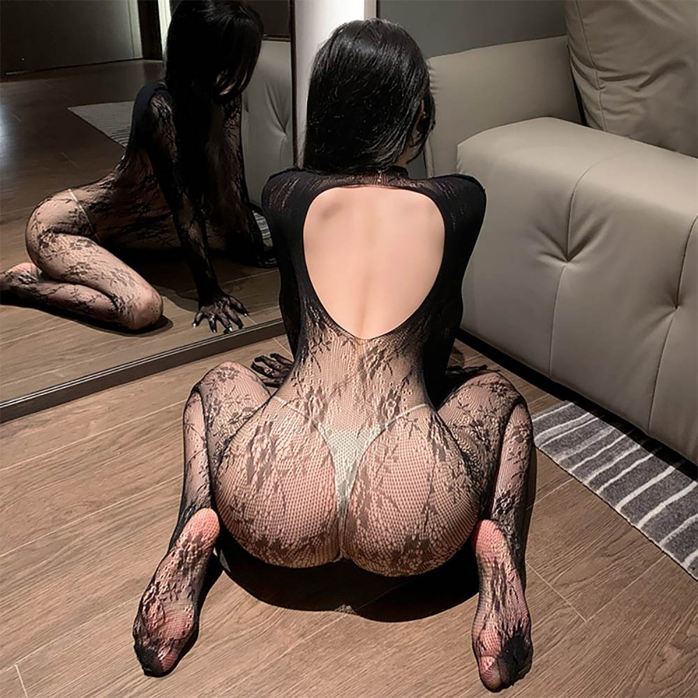 Costume Garden - GB-810 Floral Body Stocking - Black photo-2