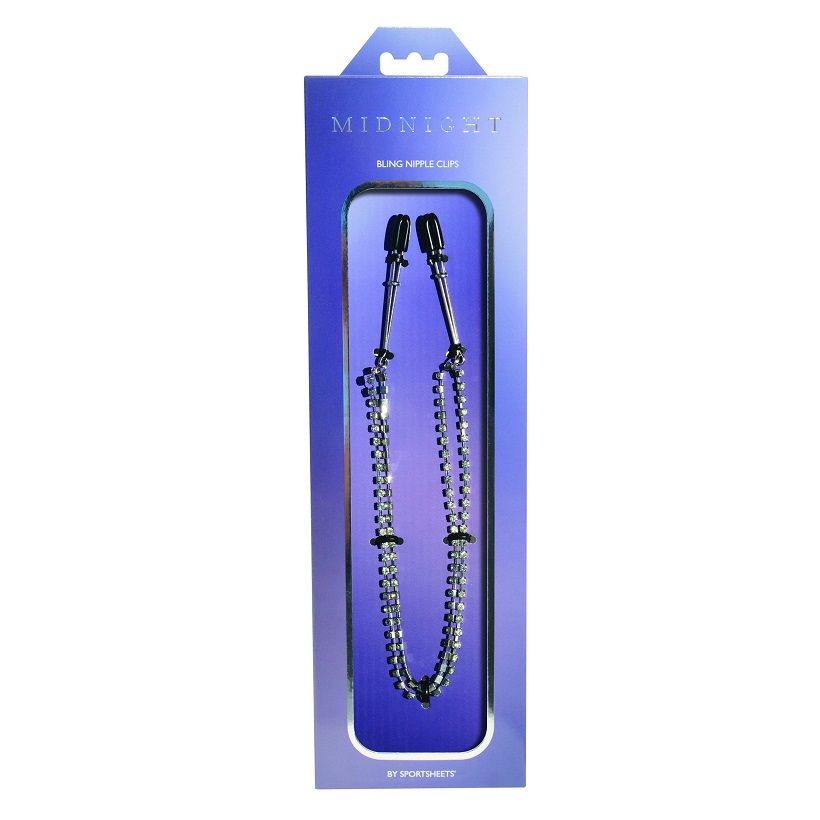 This 20 inch (50.8cm) doubled strand of sparkling bl... Sportsheets - Midnight Bling Nipple Clips photo-4
