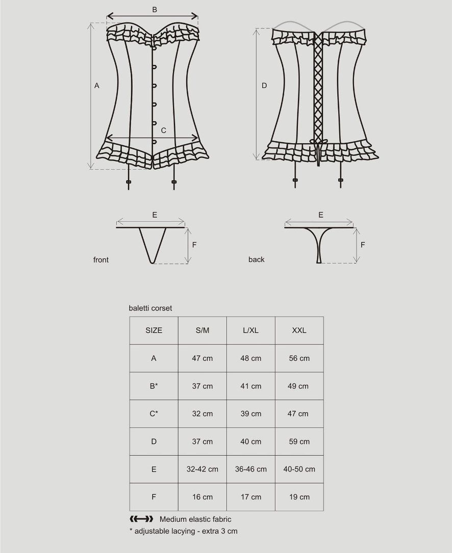 Obsessive - Baletti Corset & Thong - Black - S/M photo-8