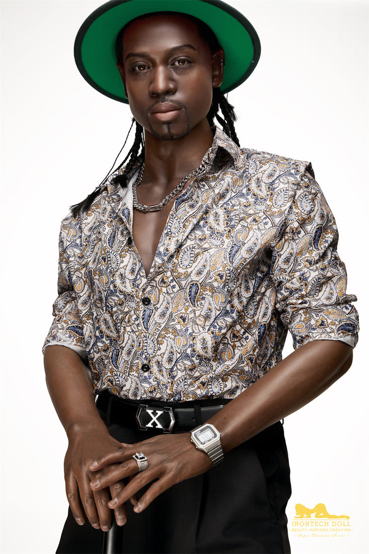 Bill 男性乌木色真实感实体娃娃，健美型，超软硅胶材质，176cm(5'8 ft) 照片