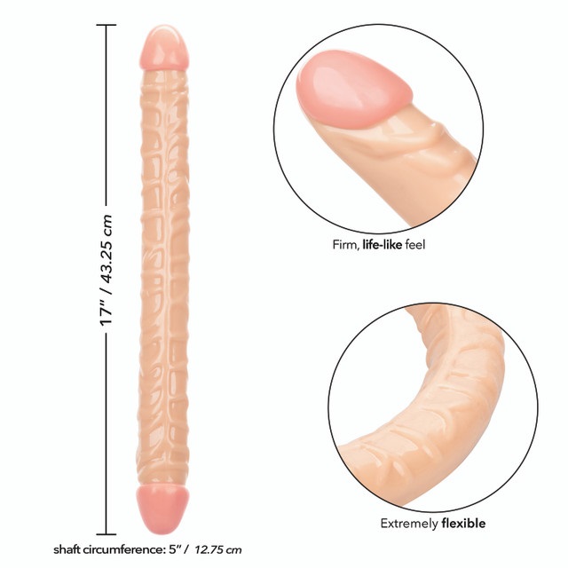 CEN - Size Queen 17" Double Dildo - Flesh photo-5