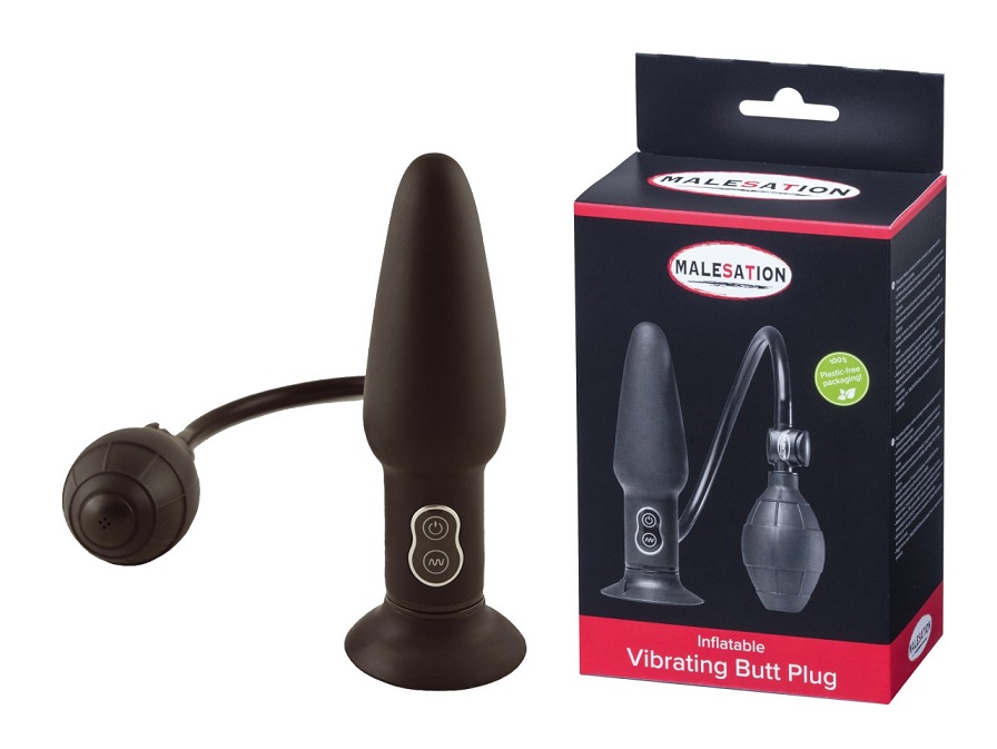 Innovative and ergonomic design, soft, odorless, durable, ea... Malesation - Inflatable Vibro Plug - Black photo-2