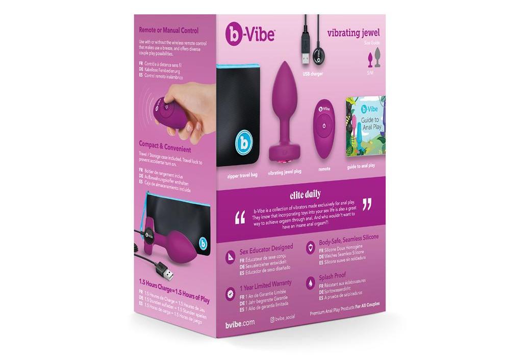B-Vibe - Vibrating Jewel Plug S/M - Fuchsia photo-9