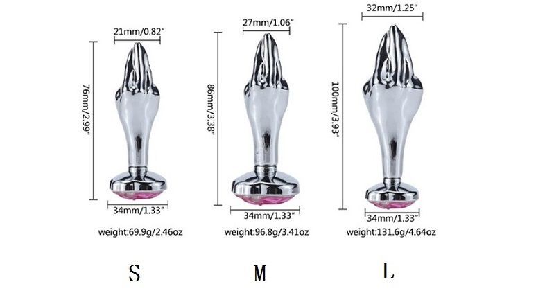 Silver palm anal plug with Kitty cat head bottom finished MT - Kitty Gem Anal Hand Plug M-size - Pink photo-9