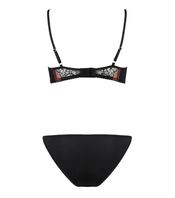 This set is composed by unique pieces made by women and for ... Casmir - Mirella Set w Open Bra - Black - L/XL photo-6