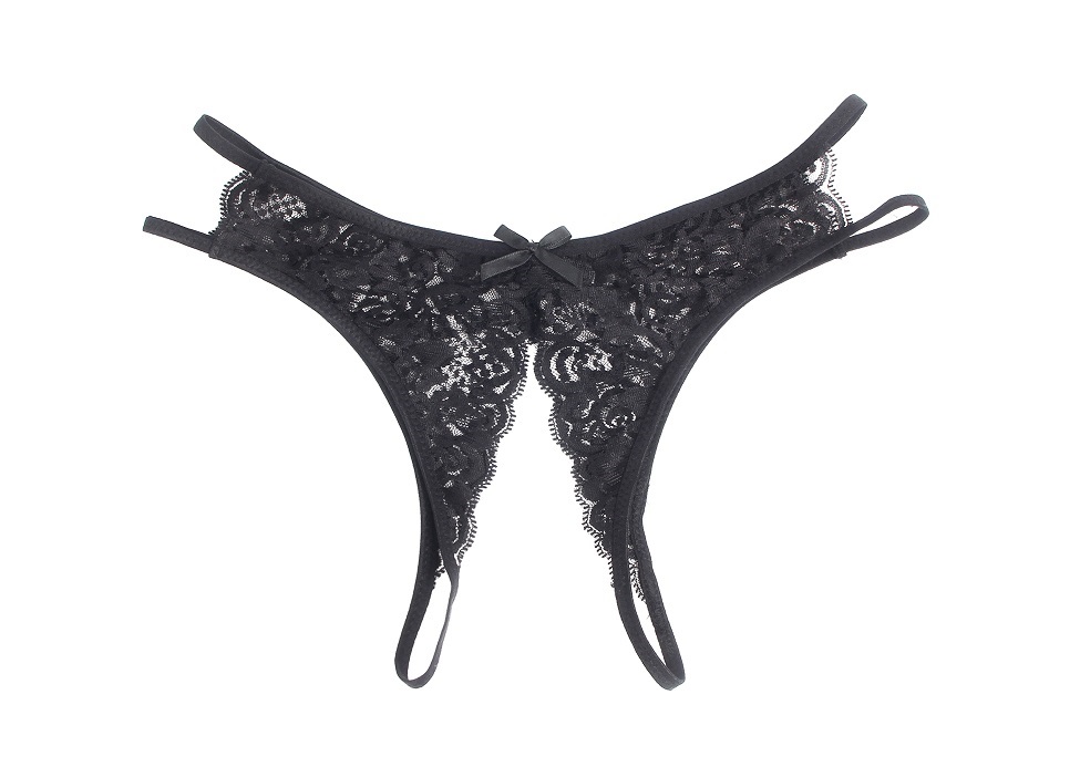 Sexy open crotch lace panty with cute bow
Material &nb... Ohyeah - Crotchless Lace Panty - Black - XL photo-9