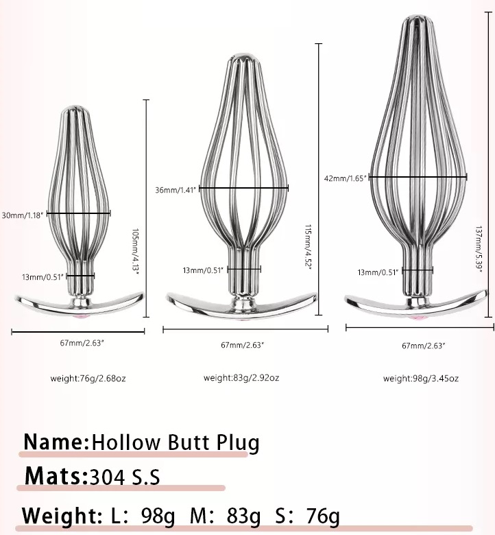 Teasing butt plug with smooth curve shape safe and comfortab... MT - Hollow Anal Plug L - Silver photo-5