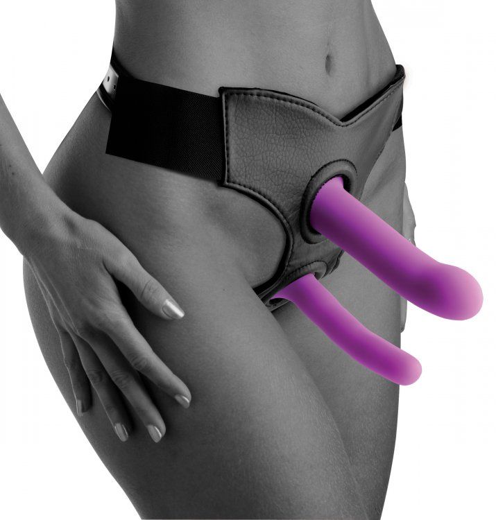 Made of premium silicone, this dildo set was created with yo... Strap U - Silicone G-spot Duo Dildo Set - Purple photo-3