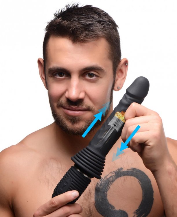 Enjoy the deep hitting thrills of the Thrust Master! This di... Master Series - 10X Thrust Master Dildo - Black photo-3