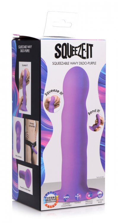 This squiggly, squeezable dildo will become your ultimate sh... Squeeze-It - Wavy Dildo - Purple photo-8