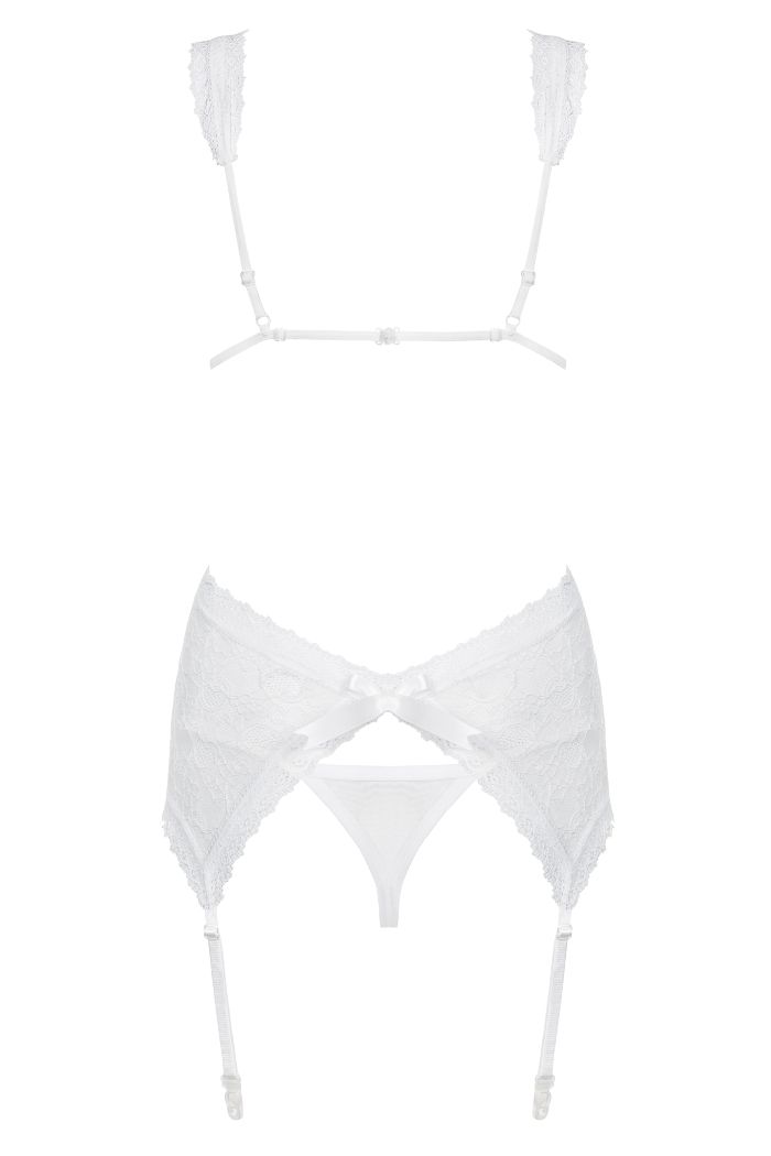Wanna feel this? Imagine yourself wearing this sexy attire a... Obsessive - Swanita Corset & Thong - White - L/XL photo-6