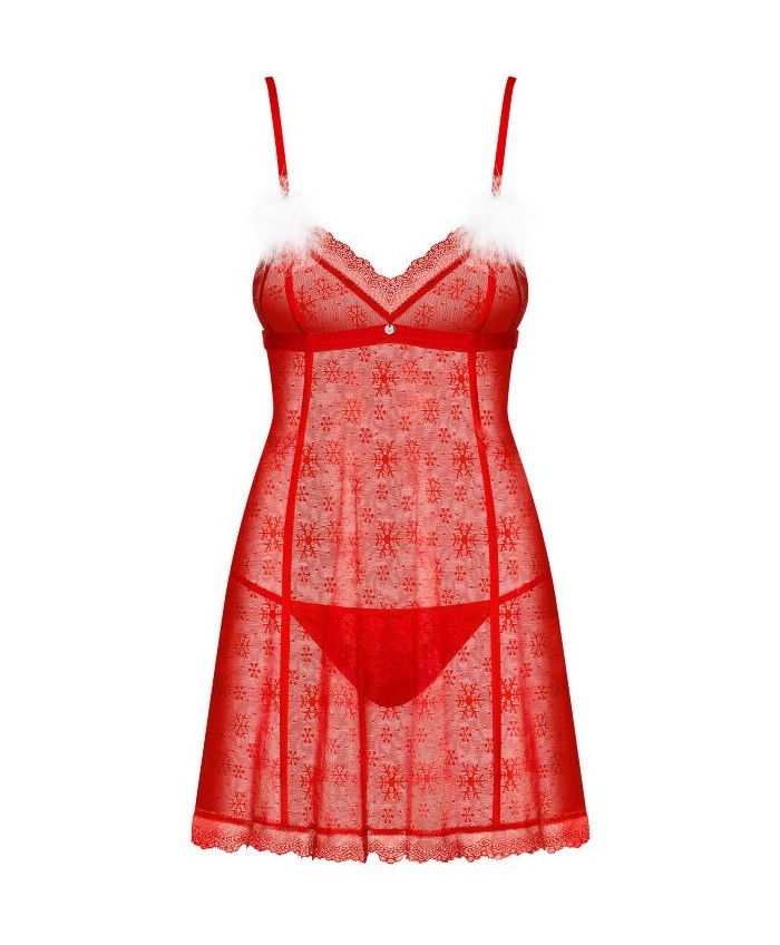 An extremely hot xMas offer – a red babydoll and thong from ... Obsessive - Claussica Babydoll & Thong - Red - XL/XXL photo-3
