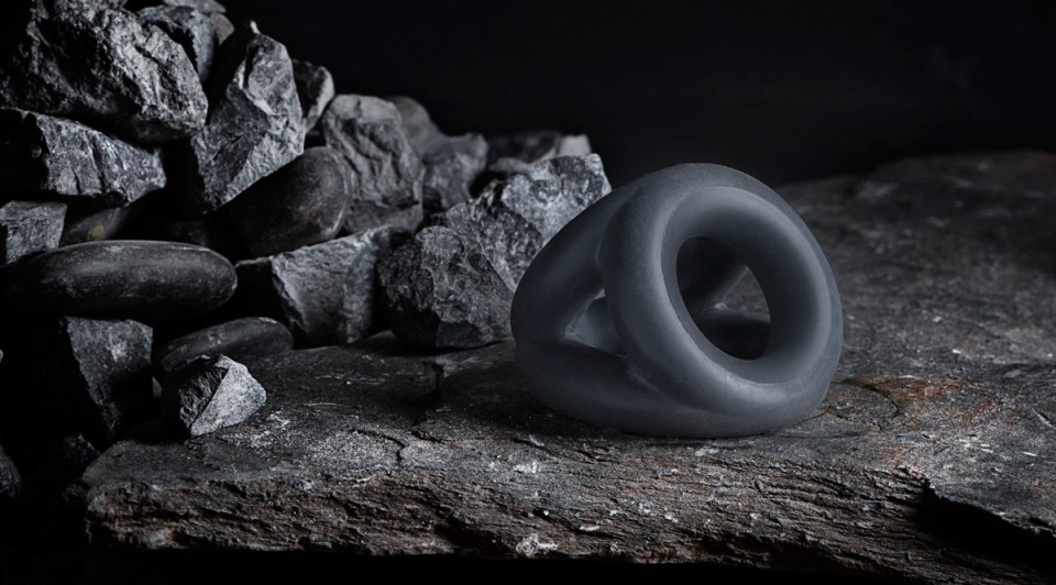 This cock ring and ball stretcher from the Boners collection... Boners - Open Cocksling - Grey photo-2